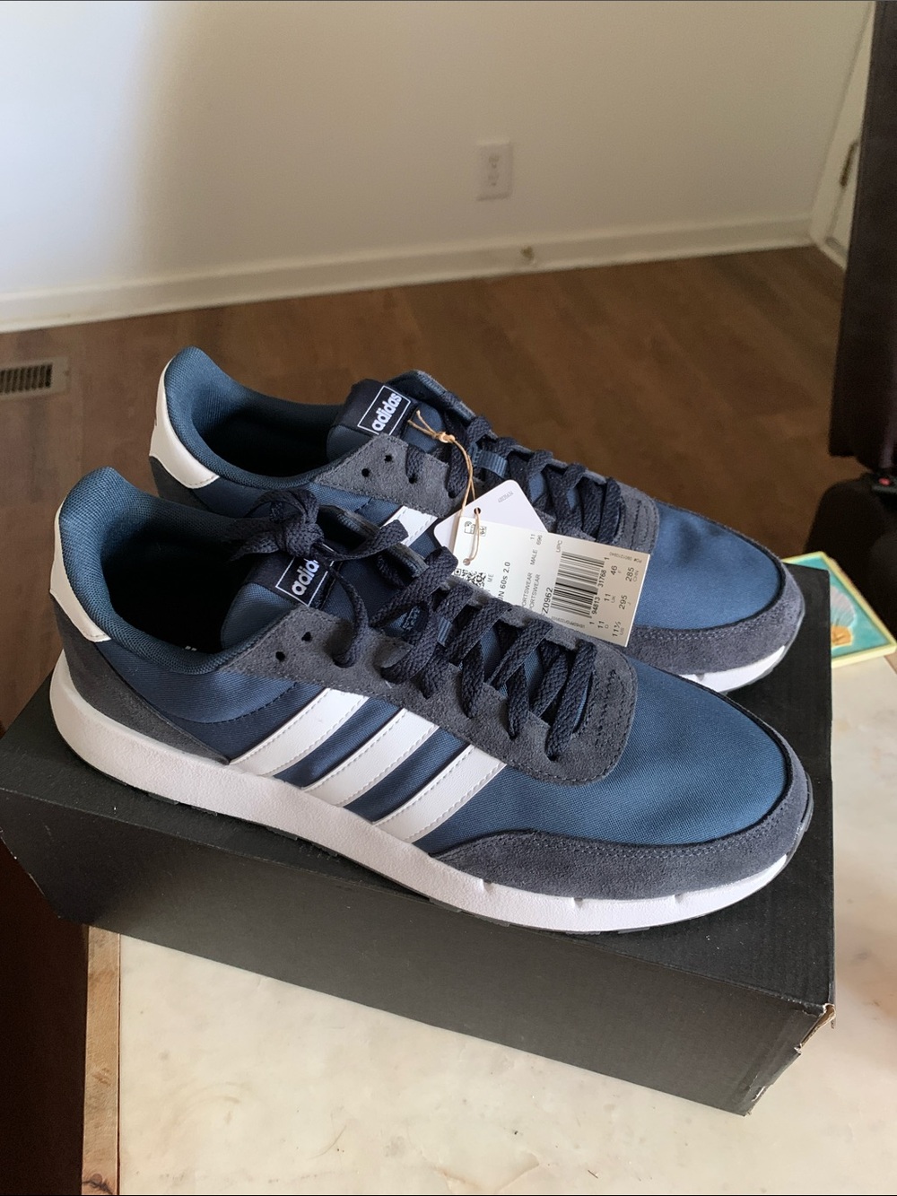 adidas Navy and White Classic Low-Top Sneakers